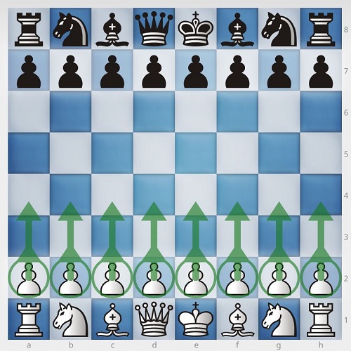 چیدمان ابتدایی مهره سرباز در صفحه شطرنج